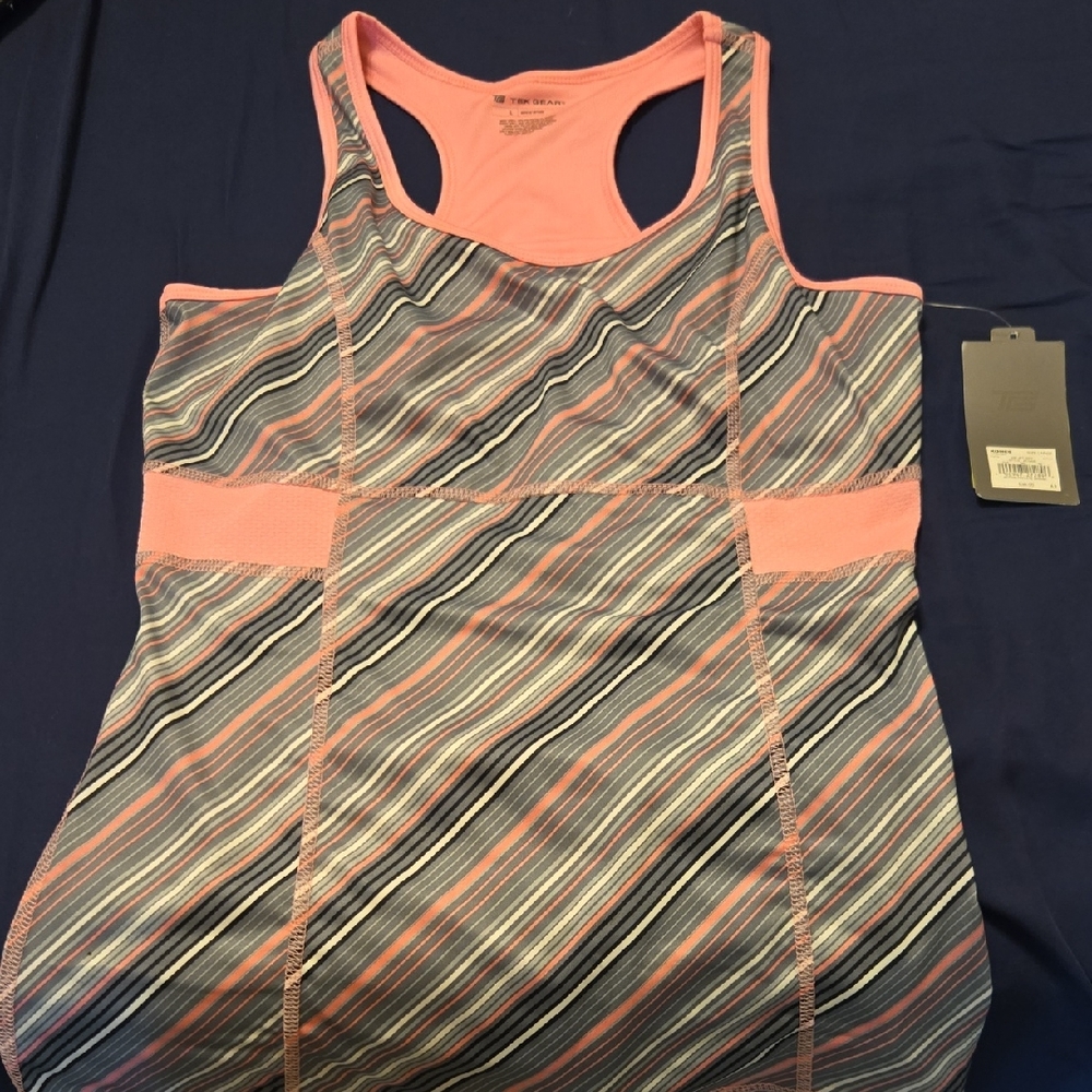 Tek Gear Pink Striped Racerback Bralette Sports Tank